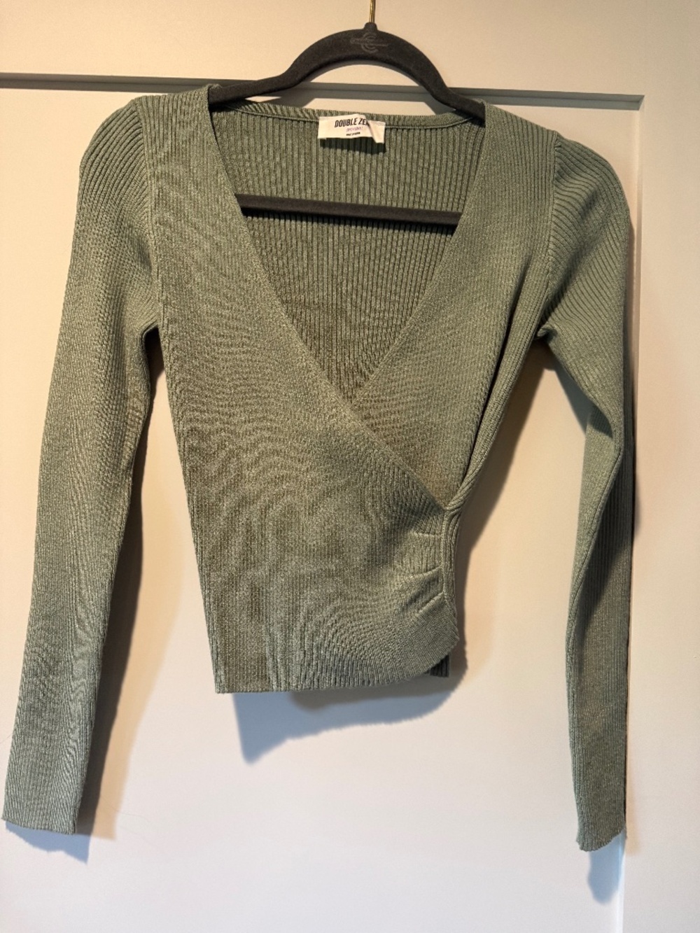 Double Zero Ribbed Top (Green & Cream)